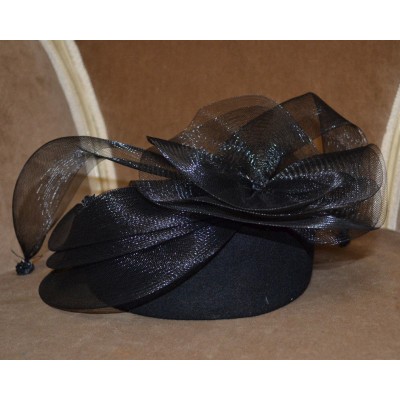 Fancy Derby Church Wedding Tea Party Special Occasion Hat  Black With Flower  eb-83603343